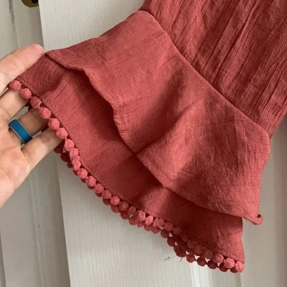 Anthropologie Naïf bell sleeved light rust/coral dress Lt weight, lined. Size PM - Picture 4 of 11